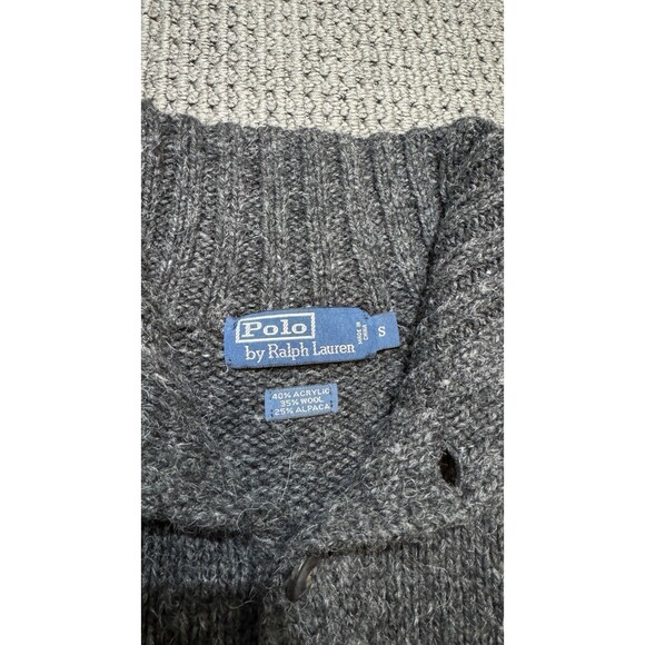 Vintage Polo Ralph Lauren Quarter Button Wool/Alpaca/Acrylic Sweater Mens S Gray - Picture 3 of 8